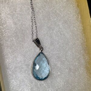 Pearl cut natural blue topaz pendant